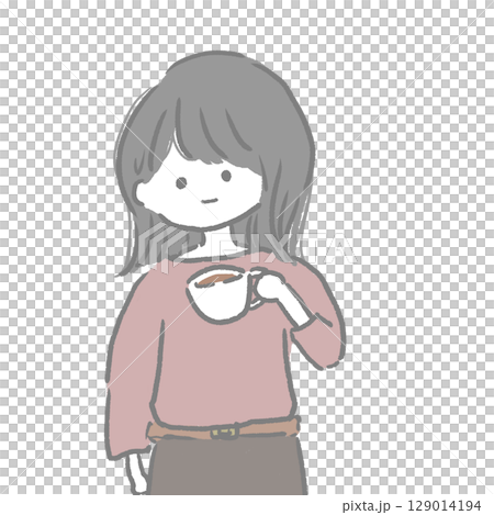 コーヒーを飲んでいる女性 129014194
