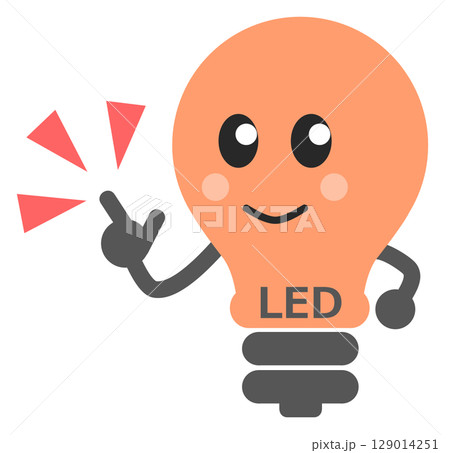 節電や環境に良いLED電球に交換するリフォームをお薦めするキャラクター 節電や環境に良いLED電球に交換するリフォームをお薦めするキャラクター 129014251