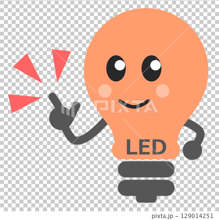 A character that recommends renovating your home by replacing it with an energy-saving and environmentally friendly LED light bulb. 129014251
