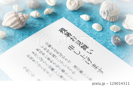 残暑お見舞い　ハガキ　立秋　夏　貝殻 129014311