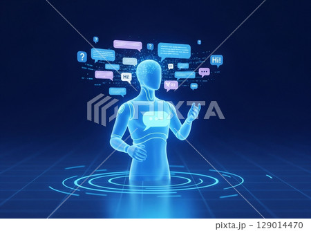 robot working with virtual interface 129014470