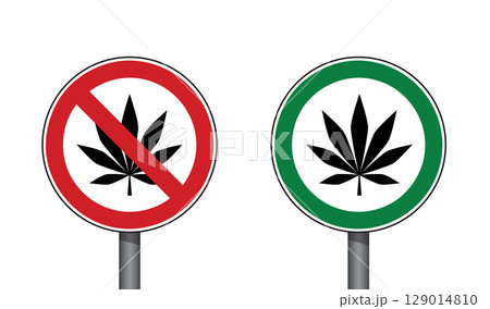cannabis forbidden and allowed sign vector illustration 129014810