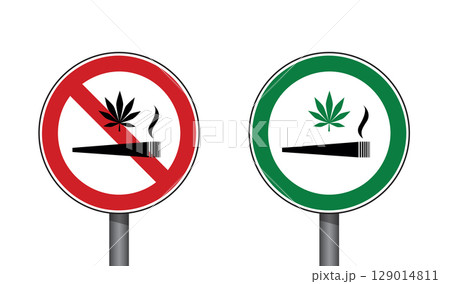 cannabis forbidden and allowed sign vector illustration 129014811
