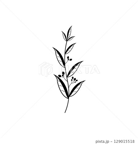 Floral Branch and Minimalist Flowers for Logo or Tattoo 129015518