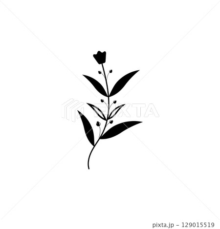 Floral Branch and Minimalist Flowers for Logo or Tattoo 129015519