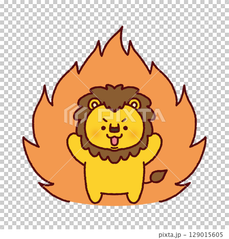 メラメラと気合の入ったライオン 129015605