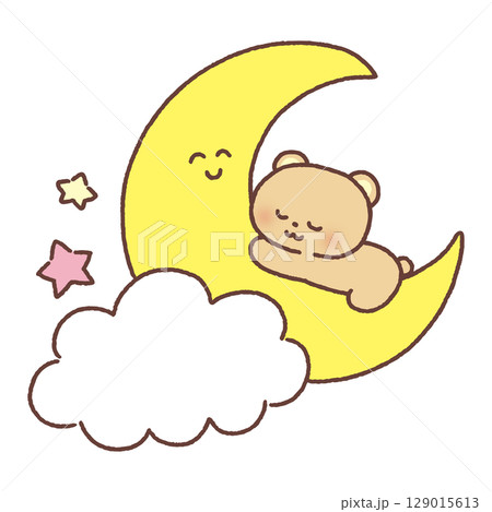 月で眠る可愛いクマ 129015613
