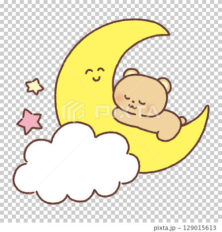月で眠る可愛いクマ 129015613