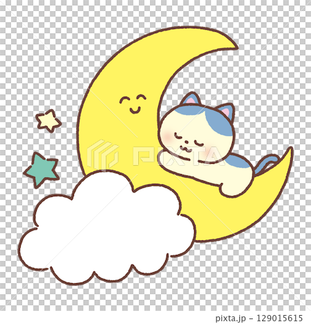 月で眠る可愛い猫 月で眠る可愛い猫 129015615