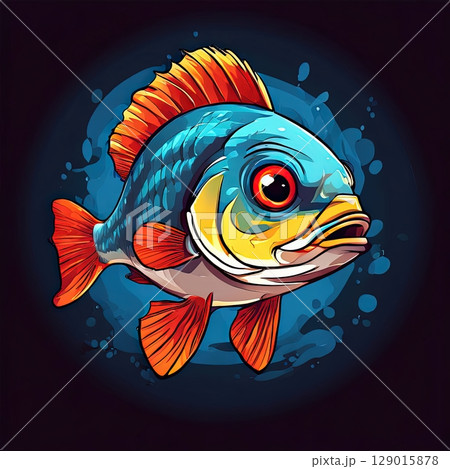 an AI Image Generator, Illustration of a Colorful Fish with Bright Details 129015878