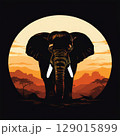 an AI Image Generator, Majestic African Elephant Silhouetted Against 129015899