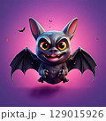 an AI Image Generator, Adorable Cartoon Bat Showing Cheerful Expression Against 129015926