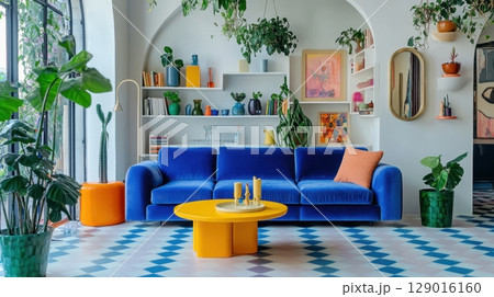 Vibrant, stylish interior decor 129016160
