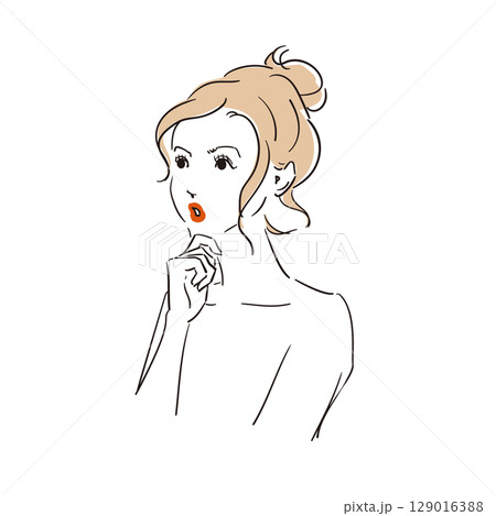 髪をラフにまとめたモデル風おしゃれな女性 129016388