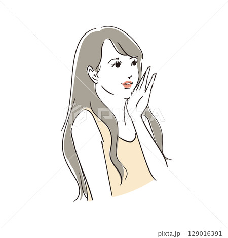 ロングヘアのモデル風おしゃれな女性 129016391