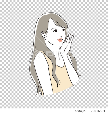 一位長髮時尚女性 一位長髮時尚女性 129016391