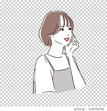 留著短鮑伯的現代可愛女性 留著短鮑伯的現代可愛女性 129016392