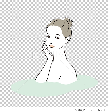 一位美麗的女人舒服地沐浴 129016394