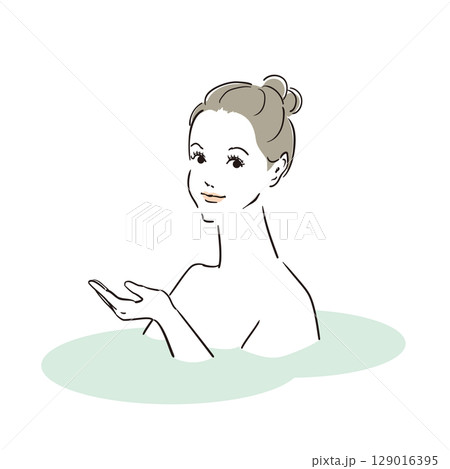 気持ちよさそうに入浴する綺麗な女性 129016395