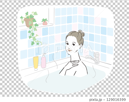 A beautiful woman taking a comfortable bath 129016399