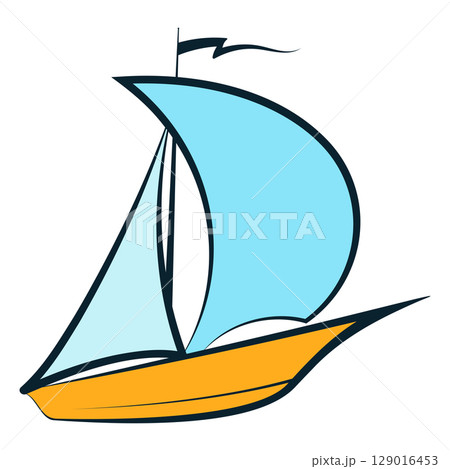 Beautiful fast sailing ship color design Beautiful fast sailing ship color design 129016453