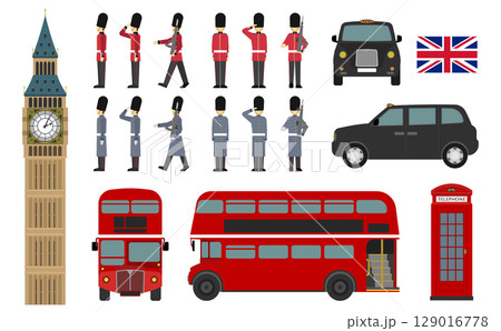 フラットイラスト：ロンドンランドマーク 129016778