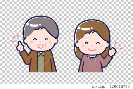 私服の中年/2人組/男女 01 私服の中年/2人組/男女 01 129016790