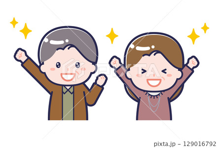 私服の中年/2人組/男女 03 私服の中年/2人組/男女 03 129016792
