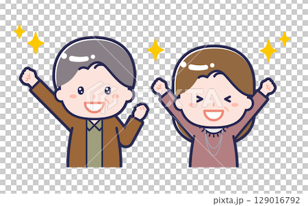 私服の中年/2人組/男女 03 私服の中年/2人組/男女 03 129016792