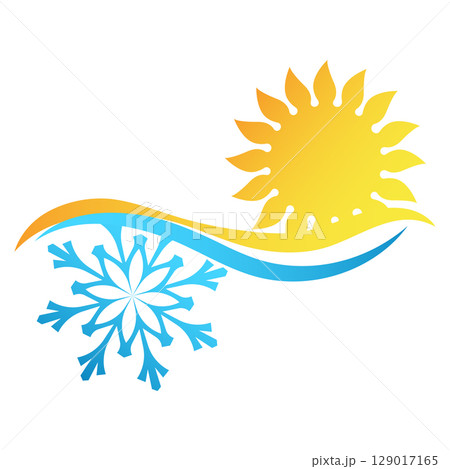 Sun warm and snowflake cool sign for air conditioner 129017165