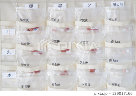 カレンダーポケットに入った薬　お薬カレンダー 129017166