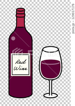 ワインボトルとワイングラス ワインボトルとワイングラス 129017176
