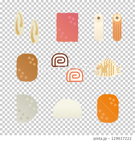 魚肉練り製品のストックイラスト 129017222
