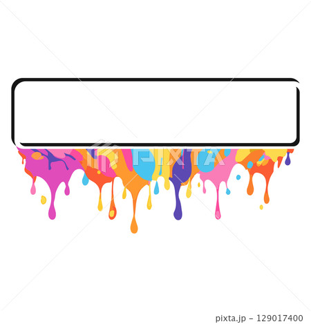 Rectangle frame and color drops paint splashes dripping 129017400