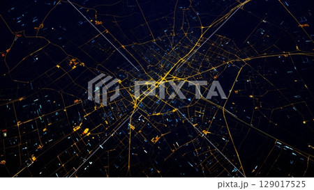 Aerial View of City from Plane, Urban Landscape, Global Perspective, Connected World. Ideal for urban planning, geography, economic development 129017525