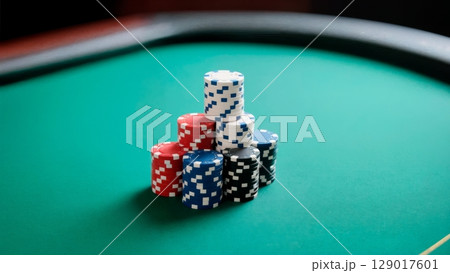 Stacked Poker Chips, Ready for Play, Strategy, Betting. Great for poker instruction, gaming events, strategic planning Stacked Poker Chips, Ready for Play, Strategy, Betting. Great for poker instruction, gaming events, strategic planning 129017601