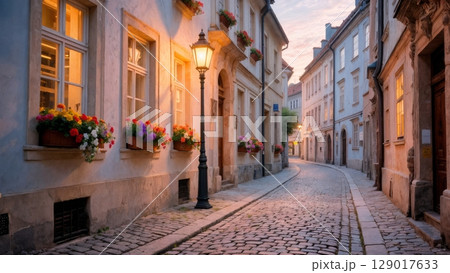 Charming European Cobblestone Street, Historic Charm, Old World, Romantic Getaway. Great for European travel, cultural tours, couples travel Charming European Cobblestone Street, Historic Charm, Old World, Romantic Getaway. Great for European travel, cultural tours, couples travel 129017633