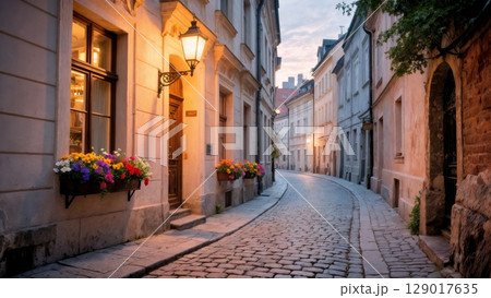 Charming European Cobblestone Street, Historic Charm, Old World, Romantic Getaway. Great for European travel, cultural tours, couples travel Charming European Cobblestone Street, Historic Charm, Old World, Romantic Getaway. Great for European travel, cultural tours, couples travel 129017635