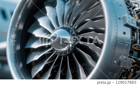 Airplane Engine Turbine, Power, Innovation, Engineering. Perfect for aerospace, technology, industrial design 129017665