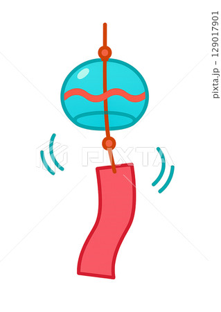 風に揺れる青い風鈴 129017901