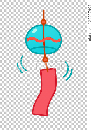 風に揺れる青い風鈴 129017901