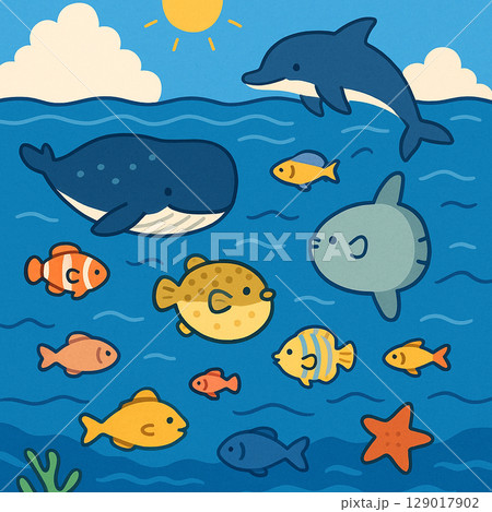 色々な海の生き物 129017902