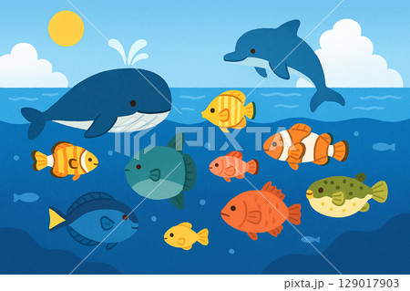 色々な海の生き物 色々な海の生き物 129017903