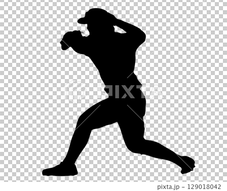 野球選手のスローイング動作シルエット(ベクター素材) 野球選手のスローイング動作シルエット(ベクター素材) 129018042