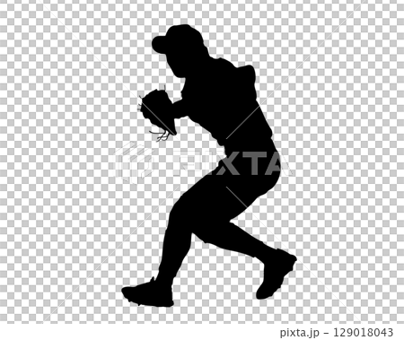 Baseball player throwing motion silhouette (vector material) Baseball player throwing motion silhouette (vector material) 129018043