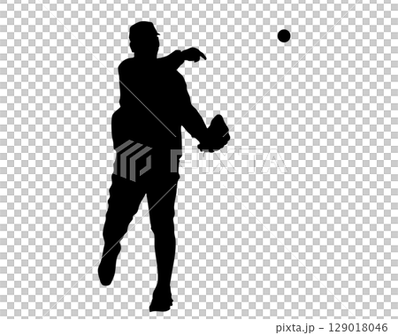 Silhouette of a baseball player in motion (vector image) Silhouette of a baseball player in motion (vector image) 129018046