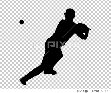 Baseball jumping throw silhouette (vector material) Baseball jumping throw silhouette (vector material) 129018047