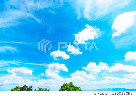 青空と雲と木立 129018093