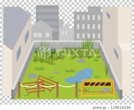 Vacant land between buildings, abandoned land, wasteland 129018298