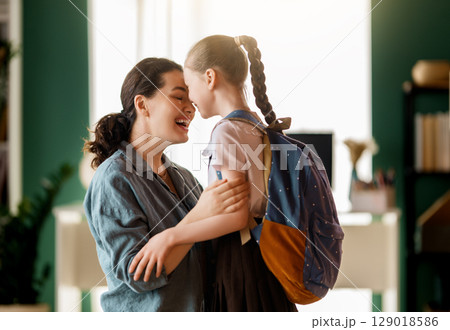Happy family preparing for school 129018586